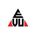 EVU triangle letter logo design with triangle shape. EVU triangle logo design monogram. EVU triangle vector logo template with red