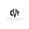 EVY letter logo design with polygon shape. EVY polygon and cube shape logo design. EVY hexagon vector logo template white and Royalty Free Stock Photo