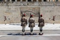 The Evzones, or Evzoni at the house of Parliament in Athens, Greece Royalty Free Stock Photo