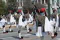 Evzones in Greek military parade Royalty Free Stock Photo