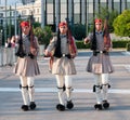 Evzones military soldiers marching Athens, Greece