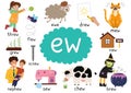 -Ew- digraph spelling rule educational poster for kids with words