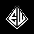 EW logo letters monogram with prisma shape design template