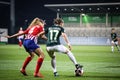 Ewa Pajor and Laia Aleixandri in action during match UEFA Women`s Champions League.