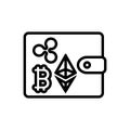 Black line icon for Ewallet, digital and money