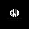 EWB letter logo design with polygon shape. EWB polygon and cube shape logo design. EWB hexagon vector logo template white and Royalty Free Stock Photo