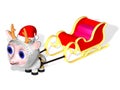 The ewe harnessed in Santa Claus's sledge