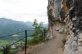 Ewige Wand hiking and mountain biking path, Bad Goisern, Austria Royalty Free Stock Photo