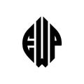 EWP circle letter logo design with circle and ellipse shape. EWP ellipse letters with typographic style. The three initials form a