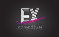 EX E X Letter Logo with Lines Design And Purple Swoosh.