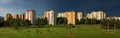 Concrete block houses in panorama view, eastern-europe Pecs, Hungary