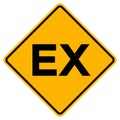 Ex Yellow Warning Attention Sign on a white background