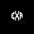 EXA letter logo design with polygon shape. EXA polygon and cube shape logo design. EXA hexagon vector logo template white and Royalty Free Stock Photo