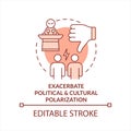 Exacerbate political, cultural polarization terracotta concept icon