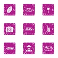 Exact direction icons set, grunge style