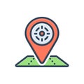 Color illustration icon for Exact Location, exact and marker