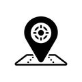 Black solid icon for Exact Location, exact and marker