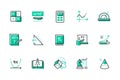Exact sciences and mathematics - set of line design style icons
