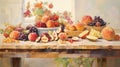 Exacting Precision A Digital Enhanced Painting Of Fruit With Pastoral Charm