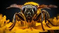 Exaggerated Bee On Yellow Flower: A Dramatic National Geographic Contest Winner