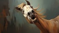 Exaggerated Caricature Painting Of A Surprised Horse