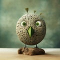 Exaggerated Caricature Stone Bird: Eco-friendly Craftsmanship In Cinema4d Royalty Free Stock Photo