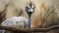 Exaggerated Emu: A Captivating Photograph In Muted Colors