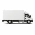 Exaggerated Proportions: White Delivery Truck On White Background