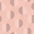 Exaggerated Retro Geo Dots Vector Seamless Pattern. Large Modern Abstract Dusty Pink Circles on Cream Background