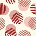 Exaggerated Retro Geo Dots Vector Seamless Pattern. Large Modern Abstract Dusty Pink Circles on Cream Background