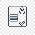 Exam concept vector linear icon on transparent backgrou Royalty Free Stock Photo