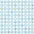 100 exam icons set, isometric 3d style