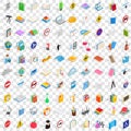 100 exam icons set, isometric 3d style