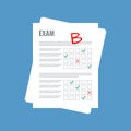 exam sheet with B grade