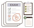 Exam Grading Concept with Checklist, Grade Score, and Progress Evaluation Tools Royalty Free Stock Photo