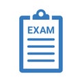 Exam, sheet icon. Blue color design