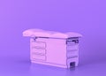 Exam table flat, Medical equipment in flat monochrome purple room, 3d rendering