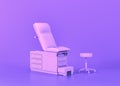 Exam Table and a stool, Medical equipment in flat monochrome purple Laboratory, 3d rendering