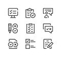 Examination line icons set. Modern linear symbols, simple outline elements collection. Vector line icons