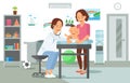 Examination by Pediatrician. Vector Illustration.