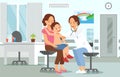 Examination by Pediatrician. Vector Illustration.