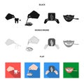 Examination of the tooth, instillation of the eye and other web icon in black, flat, monochrome style. A snapshot of the