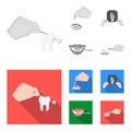 Examination of the tooth, instillation of the eye and other web icon in monochrome,flat style. A snapshot of the hand