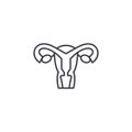 Examination of the uterus linear icon concept. Examination of the uterus line vector sign, symbol, illustration. Royalty Free Stock Photo