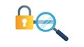 Examine Security: Magnifying Glass on Padlock Icon, vector design Generative AI Royalty Free Stock Photo