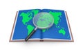 Examine the world map with magnifier