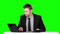 Examining business documets. Green screen