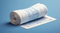 Examining Rolled Blueprint on Blue Background for Architectural Design Royalty Free Stock Photo