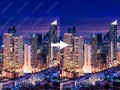 Before and after example of AI watermark remover tool erasing watermarks from a photo of a city