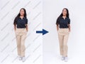 Before and after example of AI watermark remover tool erasing watermarks from a photo of a woman